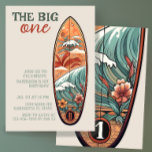 The Big One Tropical Hawaiian Surf Birthday Invitation<br><div class="desc">These surf theme first birthday invites are tropical and fun! Celebrate their big one with a gnarly Hawaiian surf party!</div>