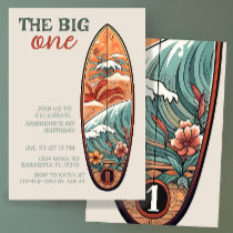 The Big One Tropical Hawaiian Surf Birthday Invitation