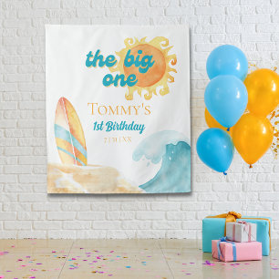 The Big One Watercolor Beach 1st Birthday Backdrop