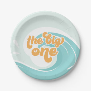 The Big One Wave Beach Birthday Paper Plates