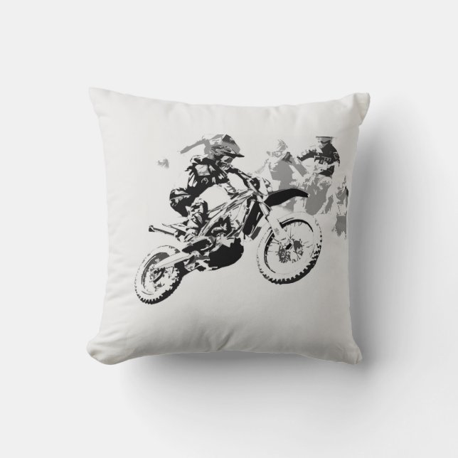 The Big Race - Motocross Racers  Throw Pillow (Front)