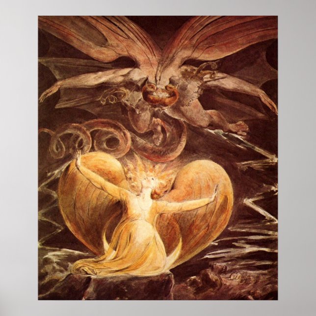 The big red dragon and the woman by William Blake Poster (Front)