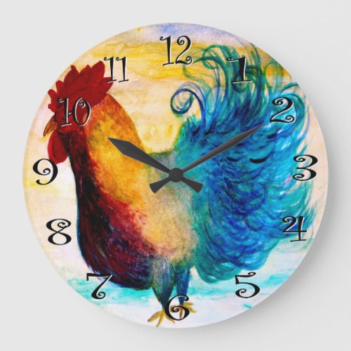 The big red rooster wall clock large clock