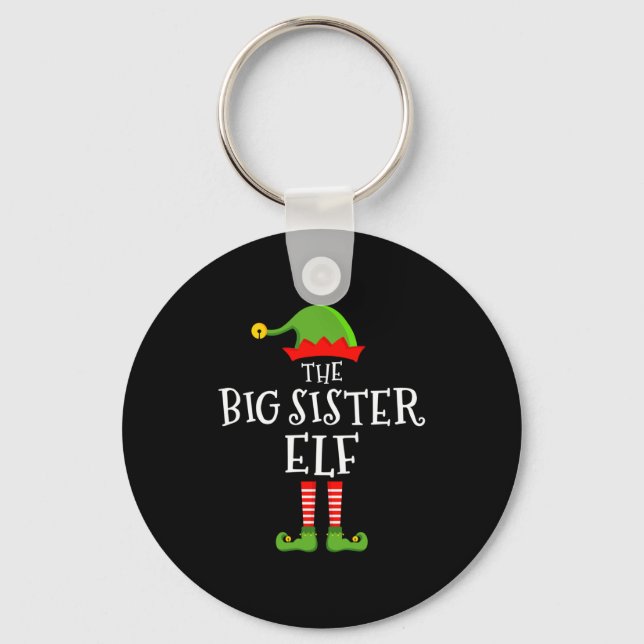 The Big Sister Elf Funny Christmas Matching Family Keychain (Front)