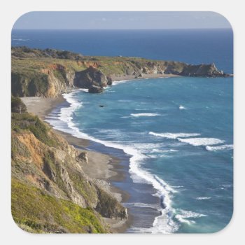 The Big Sur Coastline In California  Usa Square Sticker by tothebeach at Zazzle