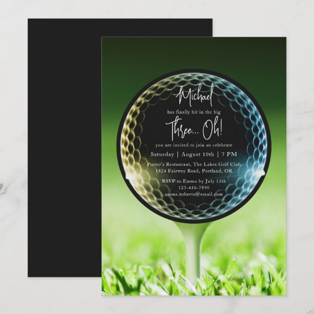 The Big Three-Oh Golf 30th Birthday Party Invitation (Front/Back)