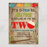 Fishing Theme Reel Fish Boy 1st Any Age Birthday Invitation