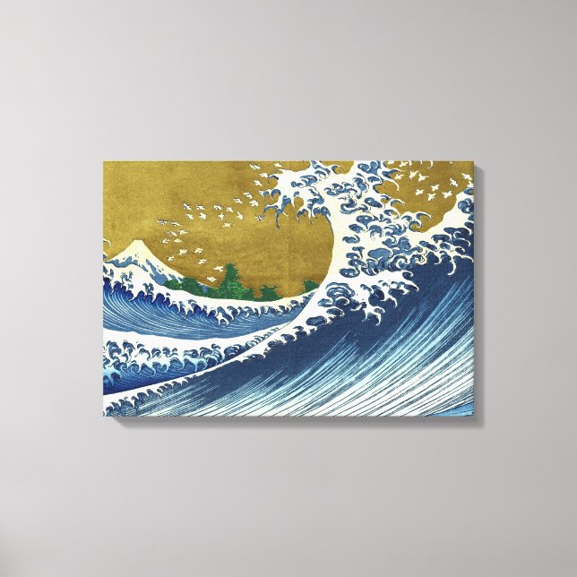 The Big Wave (Blue and Gold Japanese Art, Hokusai) Canvas Print (Front)