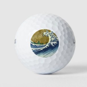 The Big Wave (Blue and Gold Japanese Art, Hokusai) Golf Balls