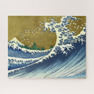 The Big Wave (Blue and Gold Japanese Art, Hokusai) Jigsaw Puzzle