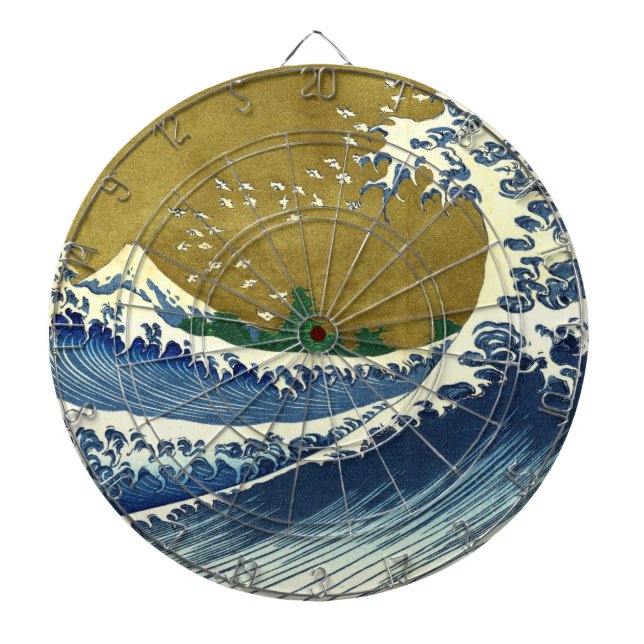 The Big Wave (Blue and Gold) (Katsushika Hokusai) Dart Board (Front)