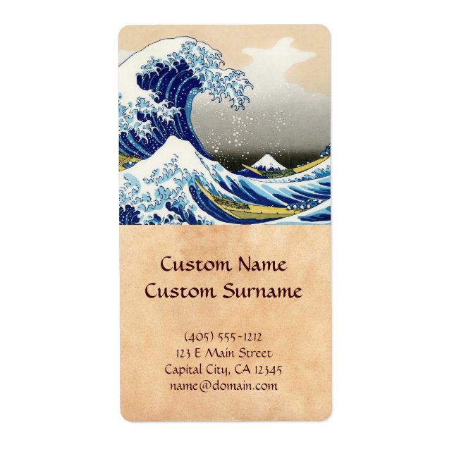 The big wave off Kanagawa Katsushika Hokusai Label (Front)