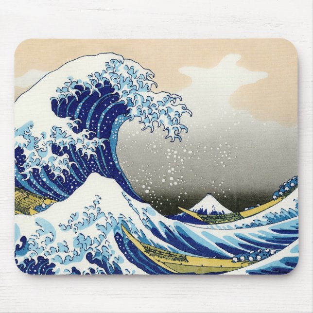 The big wave off Kanagawa Katsushika Hokusai Mouse Pad (Front)