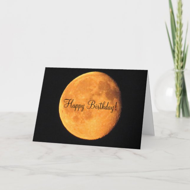 The Big Yellow Moon; Happy Birthday Card (Front)