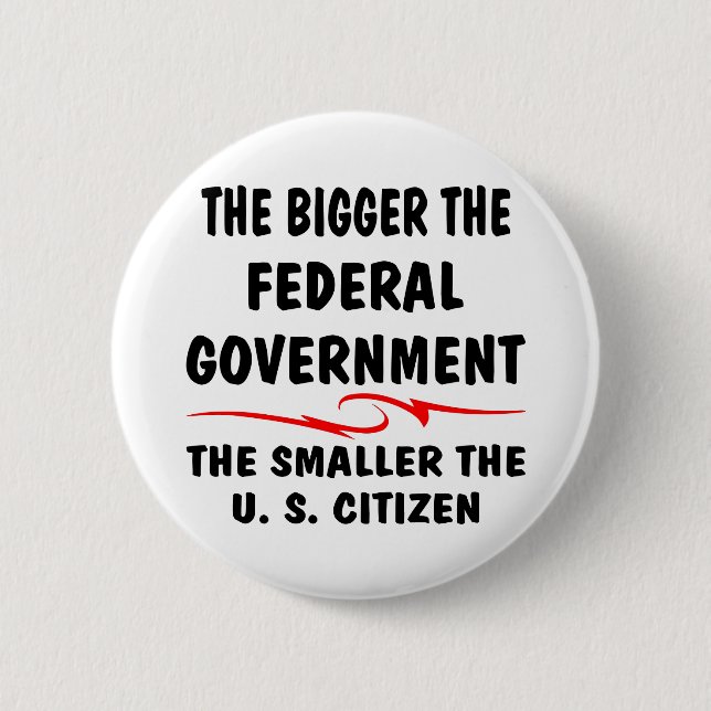 The Bigger Fed Gov The Smaller The US Citizen Button (Front)