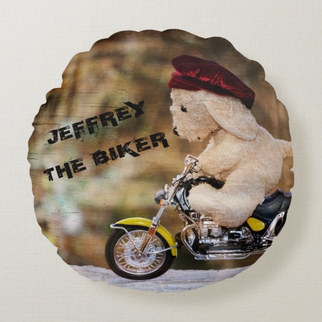 The Biker Round Pillow (Front)