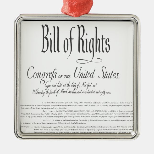 The Bill of Rights Metal Ornament (Front)