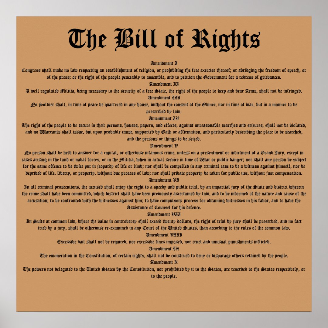 The Bill of Rights Poster | Zazzle