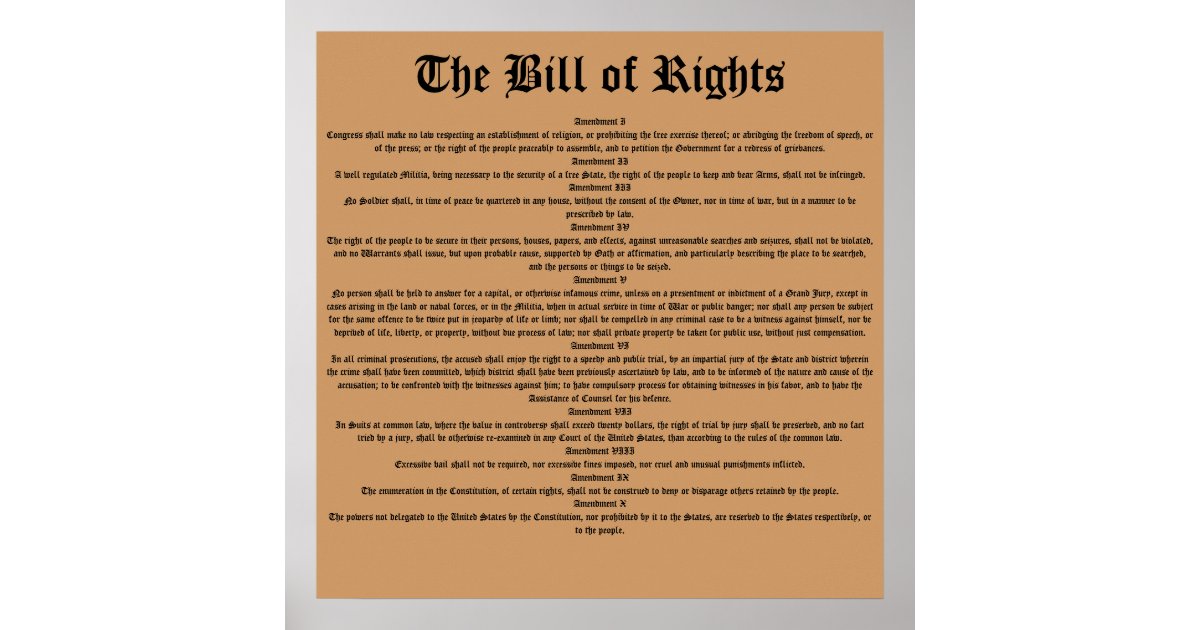 The Bill of Rights Poster | Zazzle