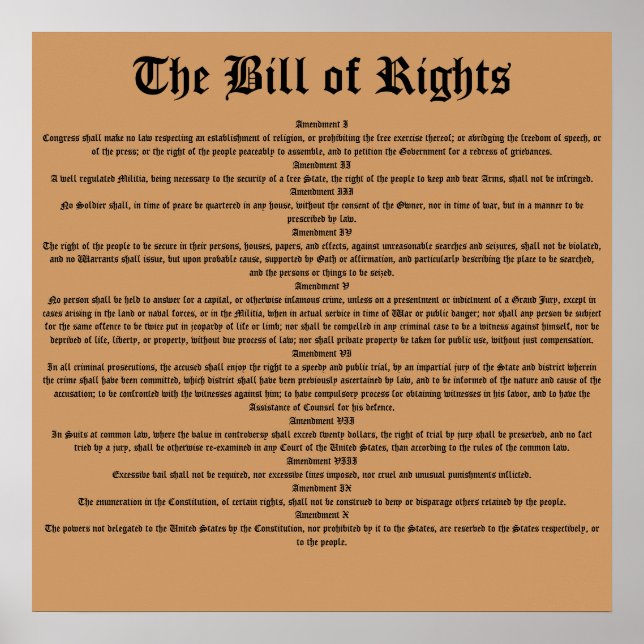 The Bill of Rights Poster (Front)