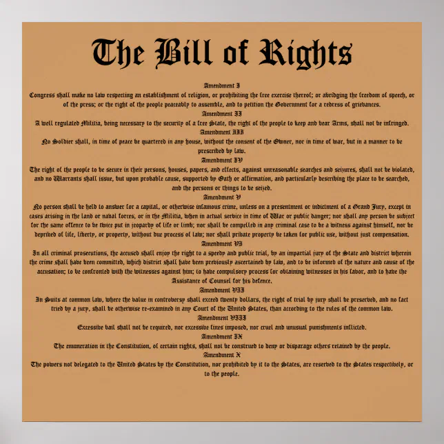 The Bill of Rights Poster | Zazzle