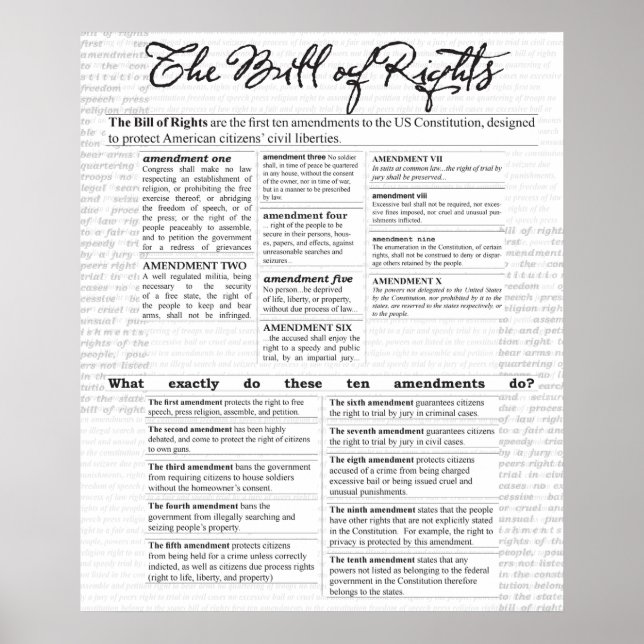 The Bill of Rights Poster (Front)