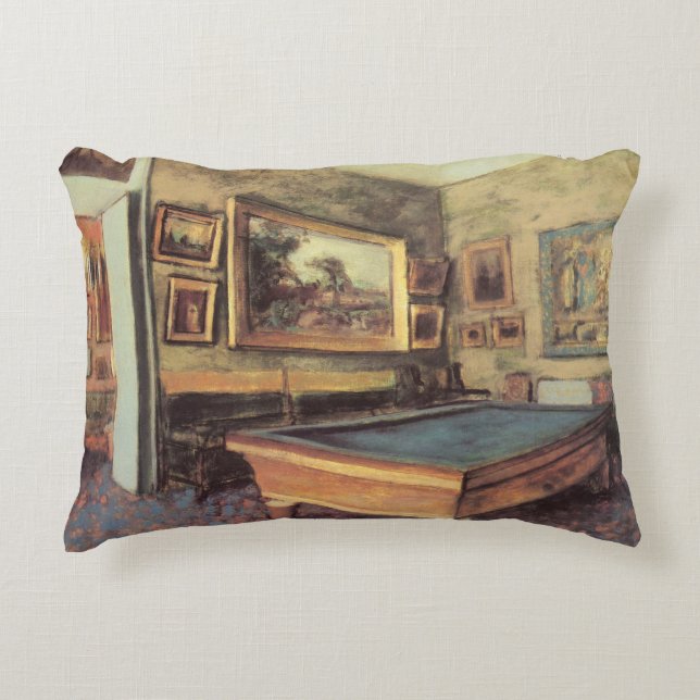 The Billiard Room at Menil Hubert by Edgar Degas Accent Pillow (Front)