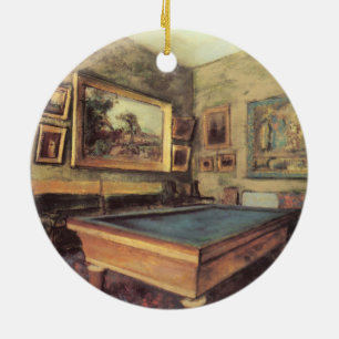 The Billiard Room at Menil Hubert by Edgar Degas Ceramic Ornament