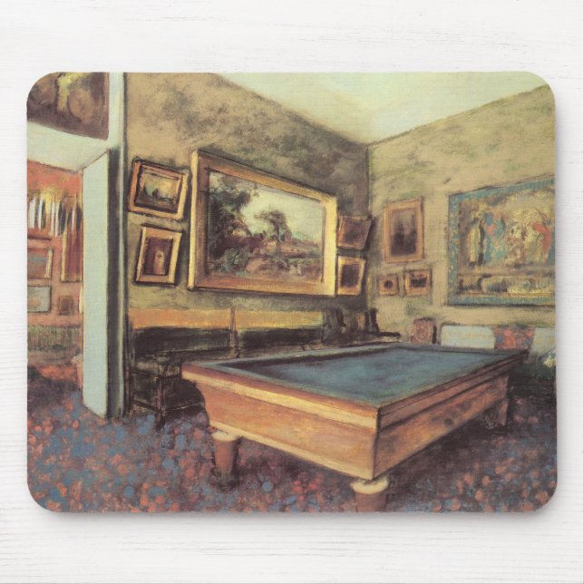 The Billiard Room at Menil Hubert by Edgar Degas Mouse Pad (Front)