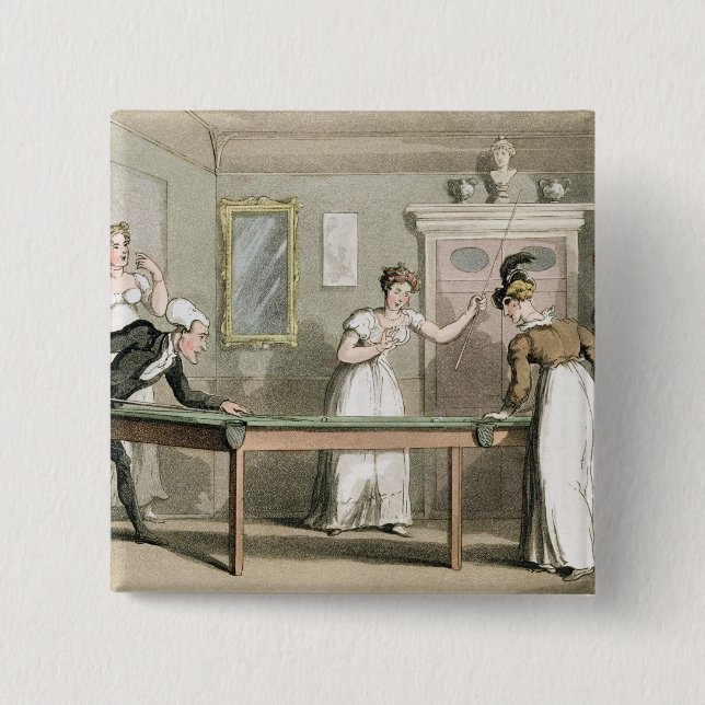 The Billiard Table, from 'The Tour of Dr Syntax in Pinback Button (Front)