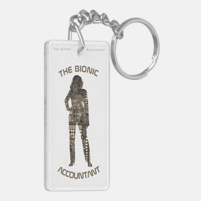 "The Bionic Accountant" Keychain (Back Left)