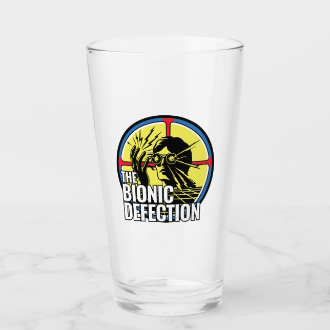 The Bionic Defection Electric Man Pint Glass (Front)