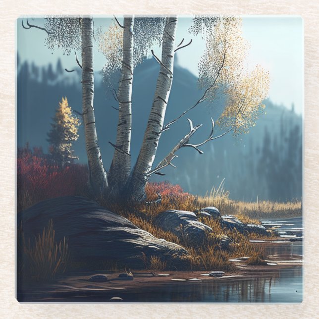 The Birches Northern Ireland Round, Birch View Glass Coaster (Front)