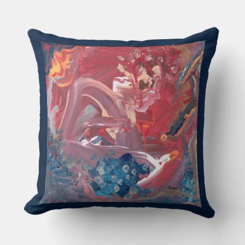 The Bird and the Lake Throw Pillow