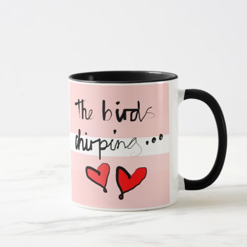 The Birds Chirping _ Pink Window Red Throw Pillow Mug