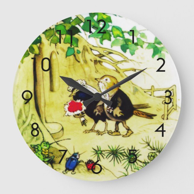 The Bird Wedding Large Clock (Front)