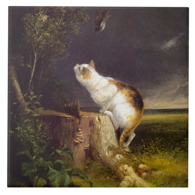 The Birdwatcher (by William Holbrook Beard) Ceramic Tile (Front)