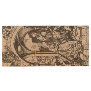 The Birth of Jesus (by Martin Schongauer) Wood Flash Drive
