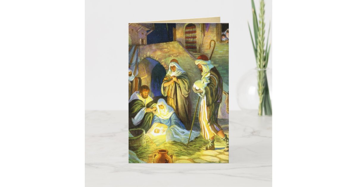 The birth of Jesus Christmas Card | Zazzle