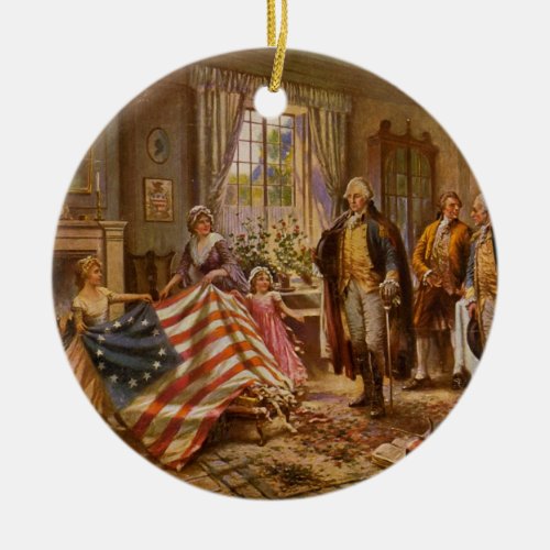The Birth of Old Glory by Percy Moran Ceramic Ornament