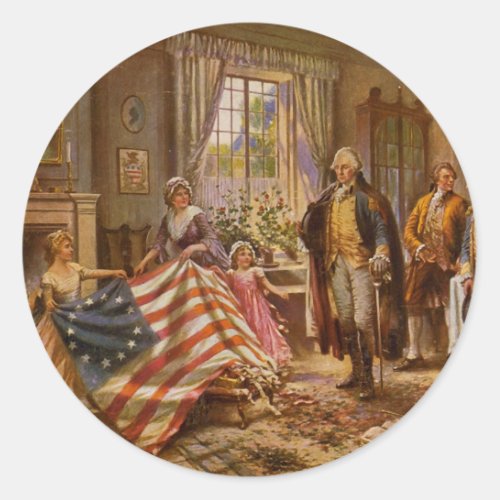 The Birth of Old Glory by Percy Moran Classic Round Sticker