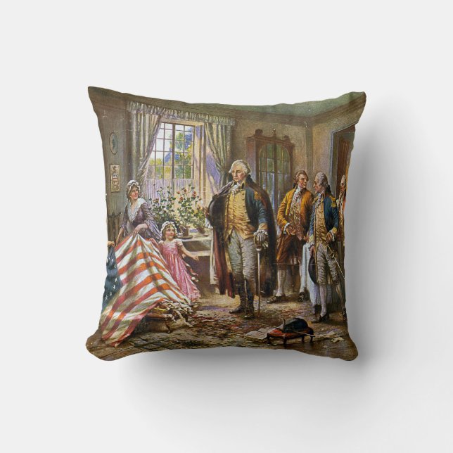 The Birth of Old Glory Percy Moran Throw Pillow (Front)
