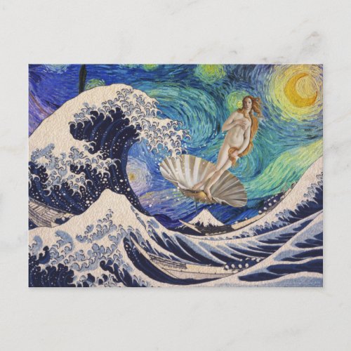 The Birth of Venus at The Great Wave Postcard