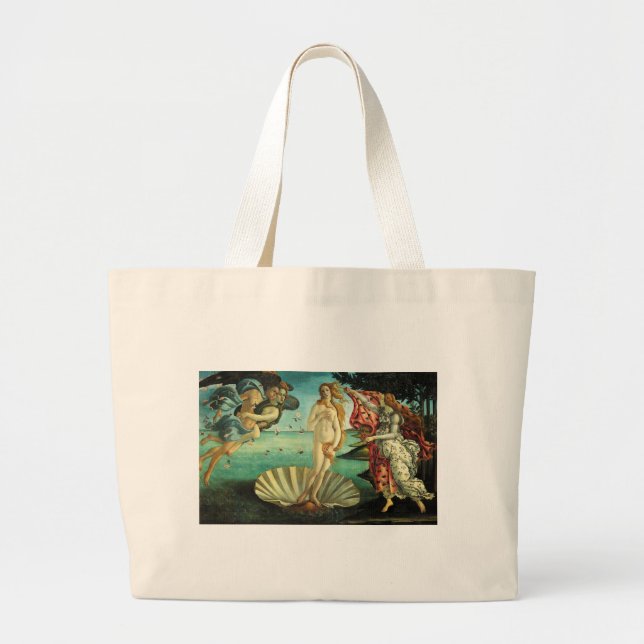 The Birth of Venus by Sandro Botticelli Large Tote Bag (Front)