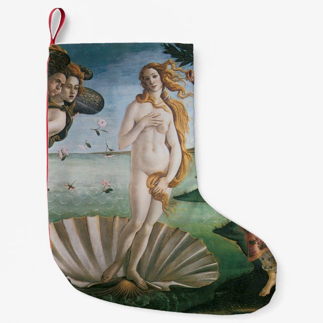 The birth of Venus by Sandro Botticelli,Renaissanc Small Christmas Stocking (Front)