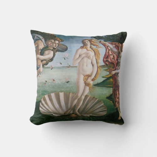 The birth of Venus by Sandro BotticelliRenaissanc Throw Pillow