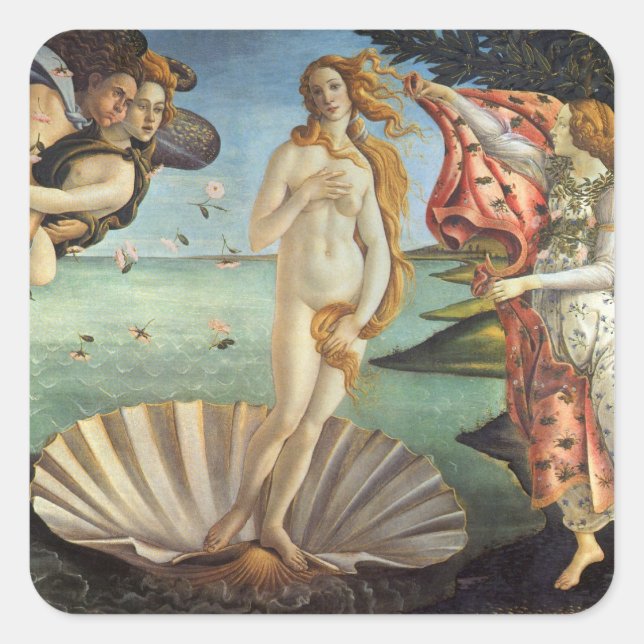 The Birth of Venus by Sandro Botticelli Square Sticker (Front)