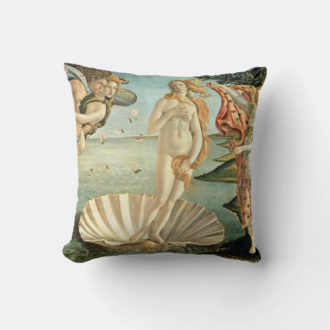 The Birth of Venus, c.1485 (tempera on canvas) Throw Pillow (Front)