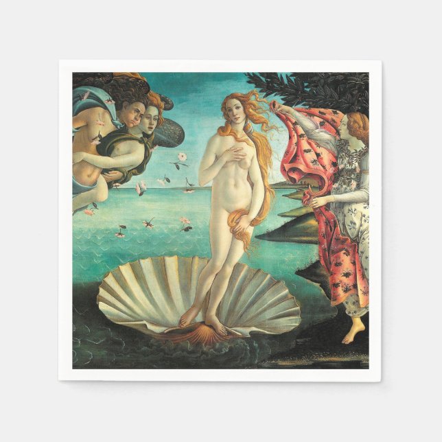 The Birth of Venus - Classic Art by Botticelli Paper Napkins (Front)