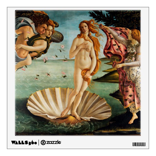 The Birth of Venus, Sandro Botticelli, 1485 Wall Decal (Front)